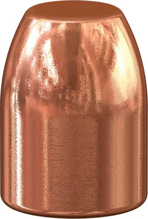 primary-28073 Speer TMJ Handgun Bullets close-up front view of a copper-colored flat-nose bullet