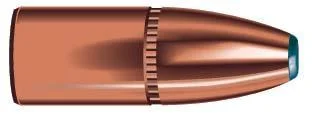 Speer Hot-Cor copper-coloured rifle bullet with soft-point tip, side view
