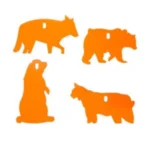 Champion Impact Steel 4-Pack Animal Targets Rimfire, four orange animal silhouettes with hanging holes