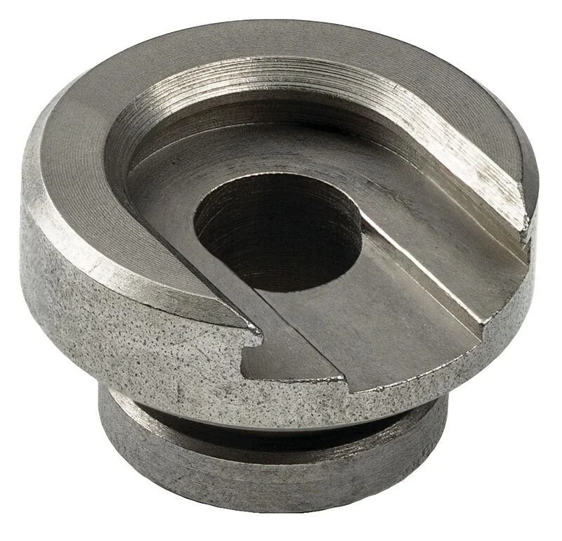 primary-28139 RCBS Single Stage Shell Holder #20, silver metal top view with slotted rim and center hole