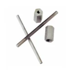RCBS Stuck Case Remover 2 Kit, two metal rods and two hex fittings arranged on white