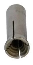 RCBS Rotary Case Trimmer Collet #3, angled front view of slotted silver metal collet
