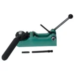 RCBS Primer Pocket Swager Bench Tool, green tool with black handles and loose attachments