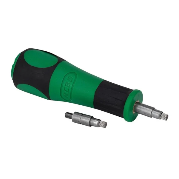 RCBS Primer Pocket Brush Combo, green and black handle with two silver brush fittings