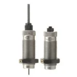 RCBS Small Base Die Set Group D 5.7x28, two silver dies in front view