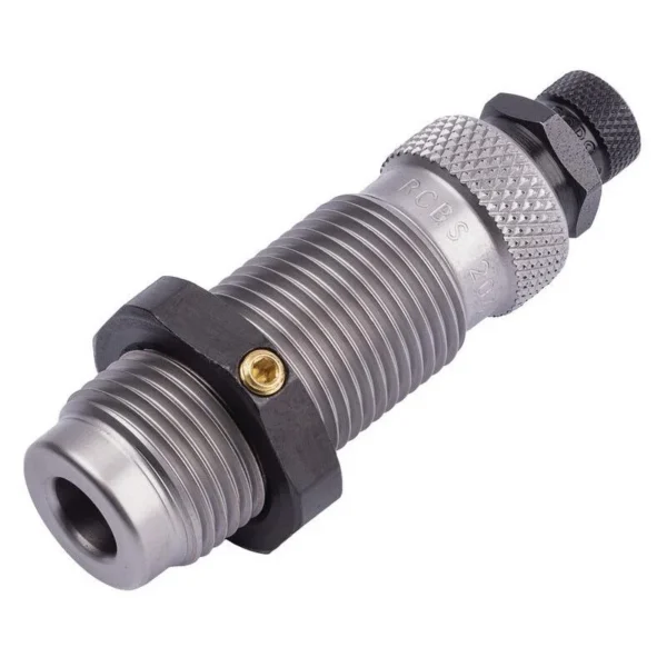 RCBS AR Series Taper Crimp Seater Die, silver threaded die with knurled adjustment knob