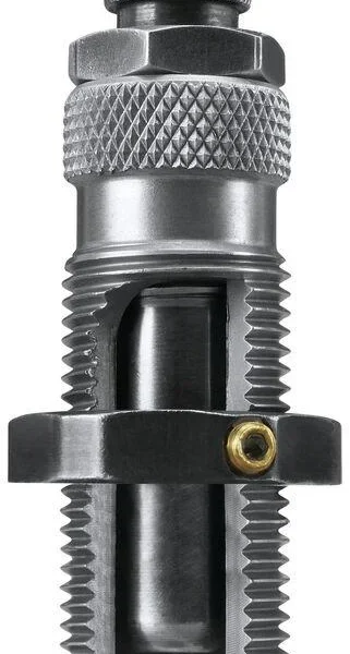 RCBS Roll Crimp Seater Die, silver front view with threaded body and knurled adjustment cap