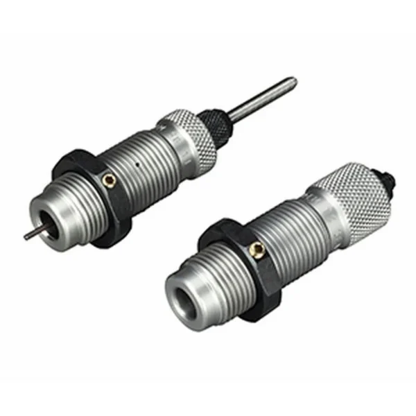 RCBS AR Small Base Die Set, two silver and black threaded reloading dies