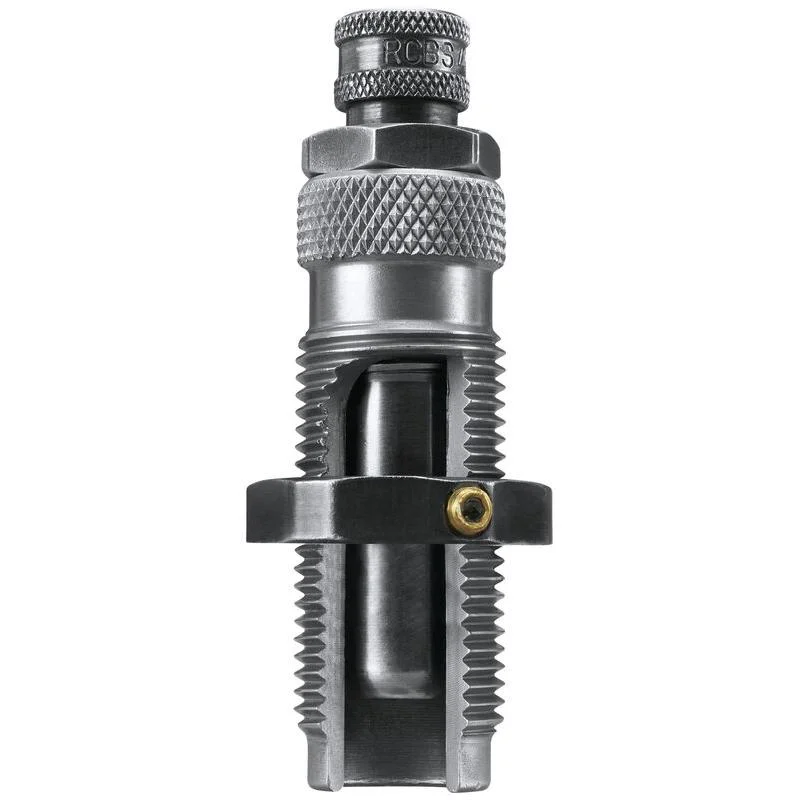 primary-28562 RCBS RC Taper Crimp .44 Magnum die, silver, upright front view with threaded body and lock ring