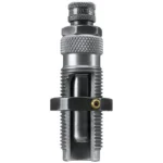 RCBS Taper Crimp Seating Die Only, silver front view with threaded body and knurled adjustment