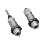 RCBS Full Length Die Set, two silver threaded dies with black locking rings