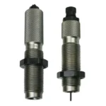 RCBS X Die Full Length Die Set, front view of two silver knurled threaded dies