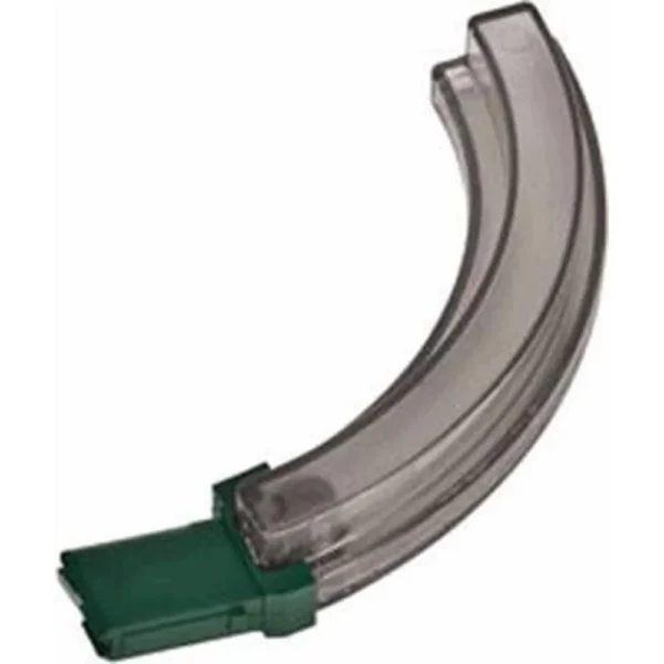 Champion Ruger 10/22 Steel Lip magazine, curved clear polymer body with green base