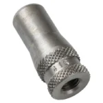 RCBS Neck Expander Plug, angled close-up of silver metal plug with knurled collar and threaded end