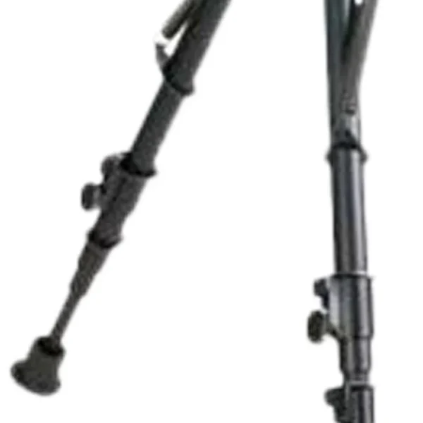 Champion Rock Mount Pivot Extended Bipod, front view with black telescoping legs extended