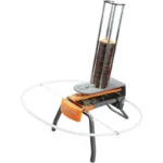 Champion Workhorse Electronic Trap Thrower with orange base, tripod and tall target stack
