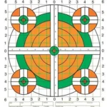 Champion Scorekeeper Targets front view with orange and green bullseyes and sight-in grid