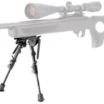 Champion Rock Mount adjustable black bipod shown extended beneath a faded rifle silhouette