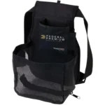 Champion Trapshooting Shell Pouch black pouch, front view with shoulder strap and mesh pocket