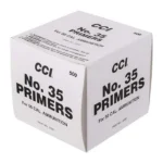 CCI Standard Primers #35, angled view of white box with black CCI and No. 35 Primers text
