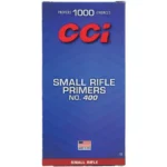 CCI Standard Primers #400, front of blue and red Small Rifle Primers box