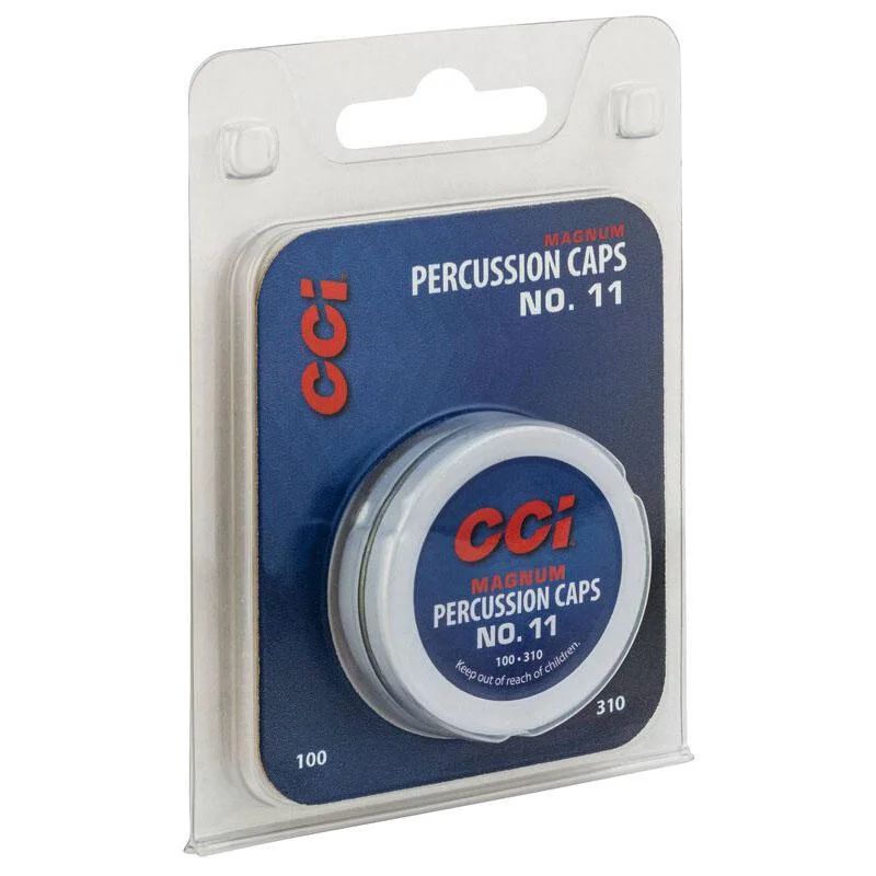 primary-29008 CCI #11 Magnum Percussion Caps, front of blister pack with round metal tin