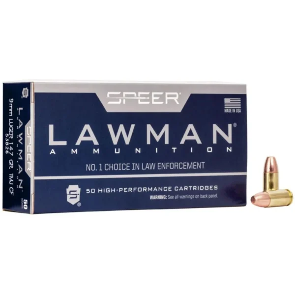 Cci Speer Lawman Handgun Ammunition Clean-Fire 9mm Luger 147 gr. TMJ 985 fps 50/ct
