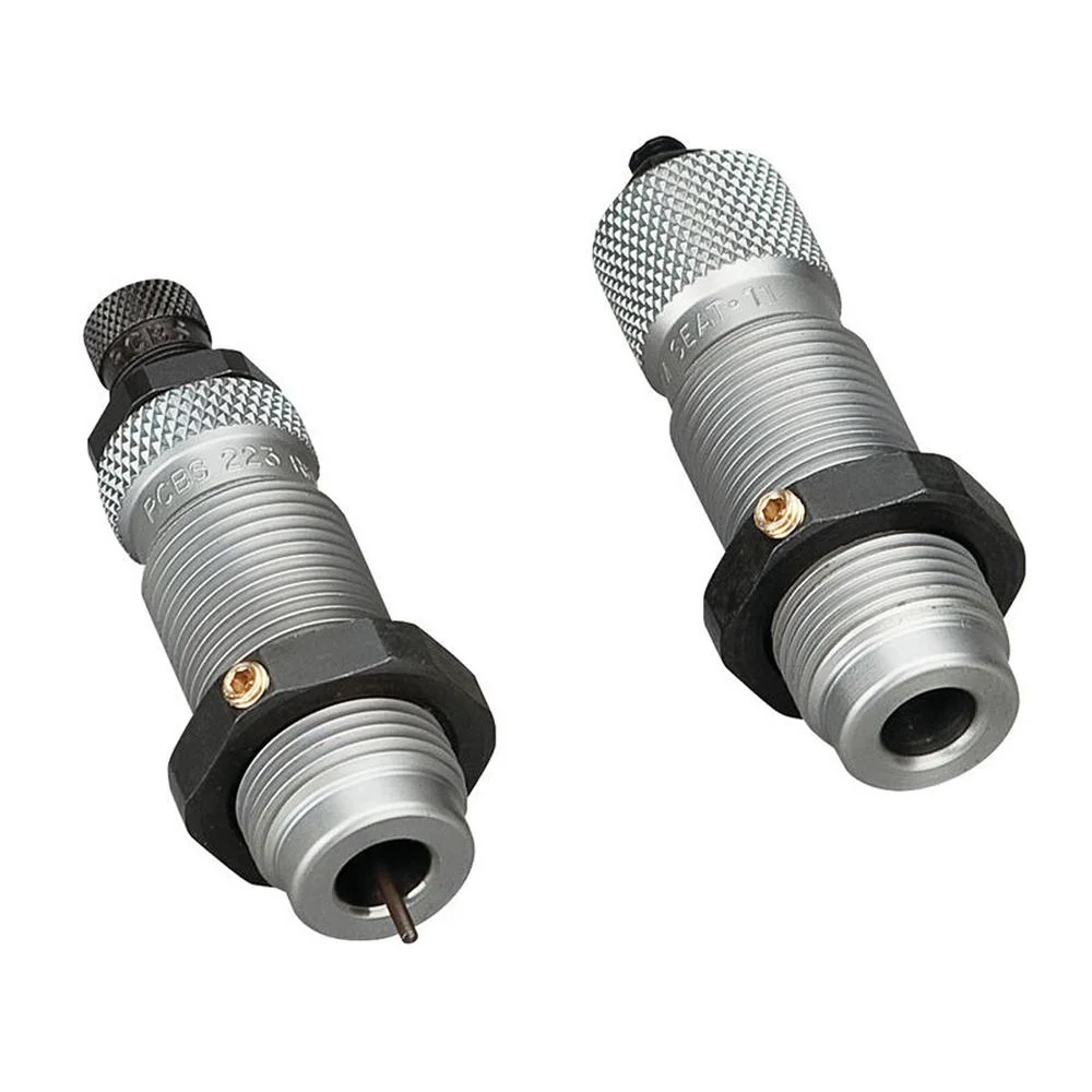 primary-29050 RCBS Full Length Rifle Die Set, two silver threaded dies with black locking rings