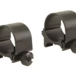 Weaver Detachable Top Mount scope rings, matte black angled view with mounting screws