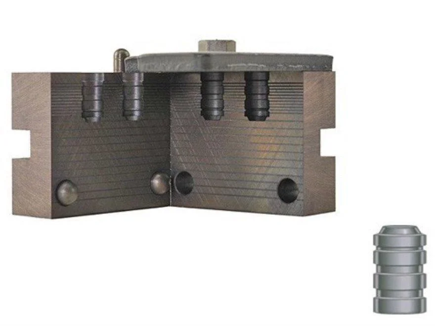 primary-29126 RCBS Wadcutter Pistol Bullet Mould, open double-cavity metal mould with cast bullet