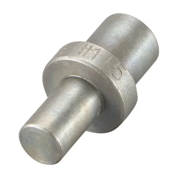 RCBS Lube-A-Matic Top Punch silver metal punch in angled side view