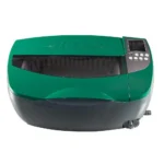 RCBS Ultrasonic Case Cleaner, angled front view in green and black with lid and control panel