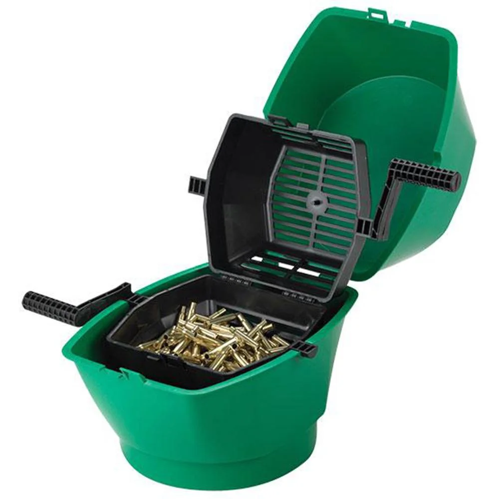 primary-29196 RCBS Case Media Separator green open separator with black rotating basket and brass cases