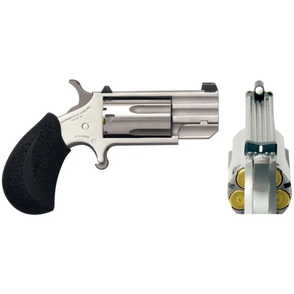 North American Arms NAA PUG DP Ported Handgun .22 Mag 5rd Capacity 1" Barrel Silver with Black Grips