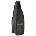 RCBS Powder Measure Equipment Cover, black fabric cover with green RCBS logo
