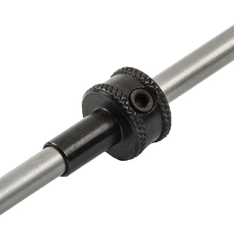 primary-29235 RCBS Flash Hole Deburring Tool Case Pilot Stop Only, black knurled stop on silver shaft