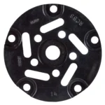 RCBS Pro Chucker 5 Shell Plate #14, black top view with circular holes and elongated slots