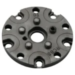 RCBS AmmoMaster/Piggyback Shell Plate #10 black circular plate, top view with multiple holes