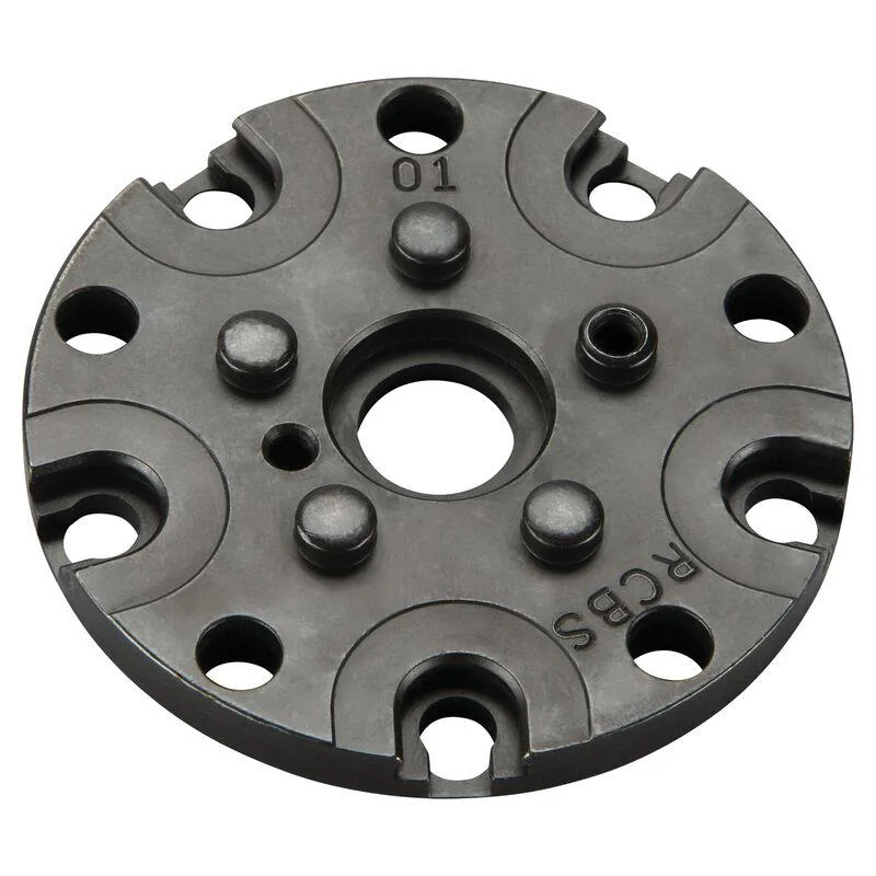 primary-29322 RCBS AmmoMaster/Piggyback Shell Plate #10 black circular plate, top view with multiple holes
