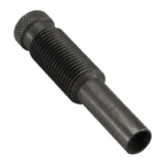 RCBS Alternate Bullet Seater Plug, black threaded metal plug, angled close-up