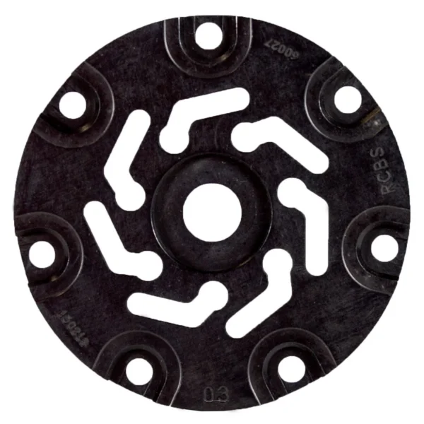 RCBS Pro Chucker 7 Shell Plate #20, black circular plate in top view with multiple cutouts