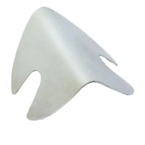 RCBS Quick Change High Capacity Powder Baffle, angled view of a translucent white curved plastic baffle