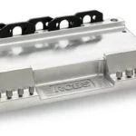 RCBS Case Trimmer Stand, silver angled view with black holders and mounting holes