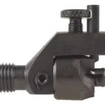 RCBS Trim Pro 3-Way Cutter, black metal cutter with threaded ends and adjustment screw, side view