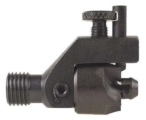 RCBS Trim Pro 3-Way Cutter, black metal cutter with threaded ends and adjustment screw, side view
