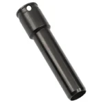 RCBS Quick Change Powder Drain Attachment, black cylindrical attachment shown diagonally
