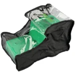 RCBS Trim Mate Cover, angled view of black fabric cover with clear panels and green insert