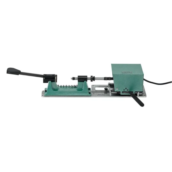 RCBS Trim Pro-2 Power Case Trimmer, side view of green trimmer with black handle and power cord