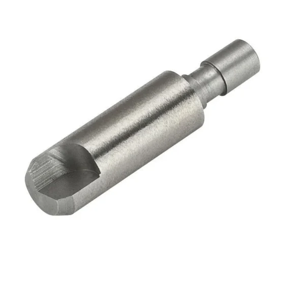 RCBS Case Neck Turner Pilot / Reamer, silver cylindrical tool in angled view