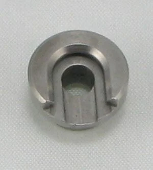 RCBS Single Stage Shell Holder #46, silver metal top view with U-shaped center slot